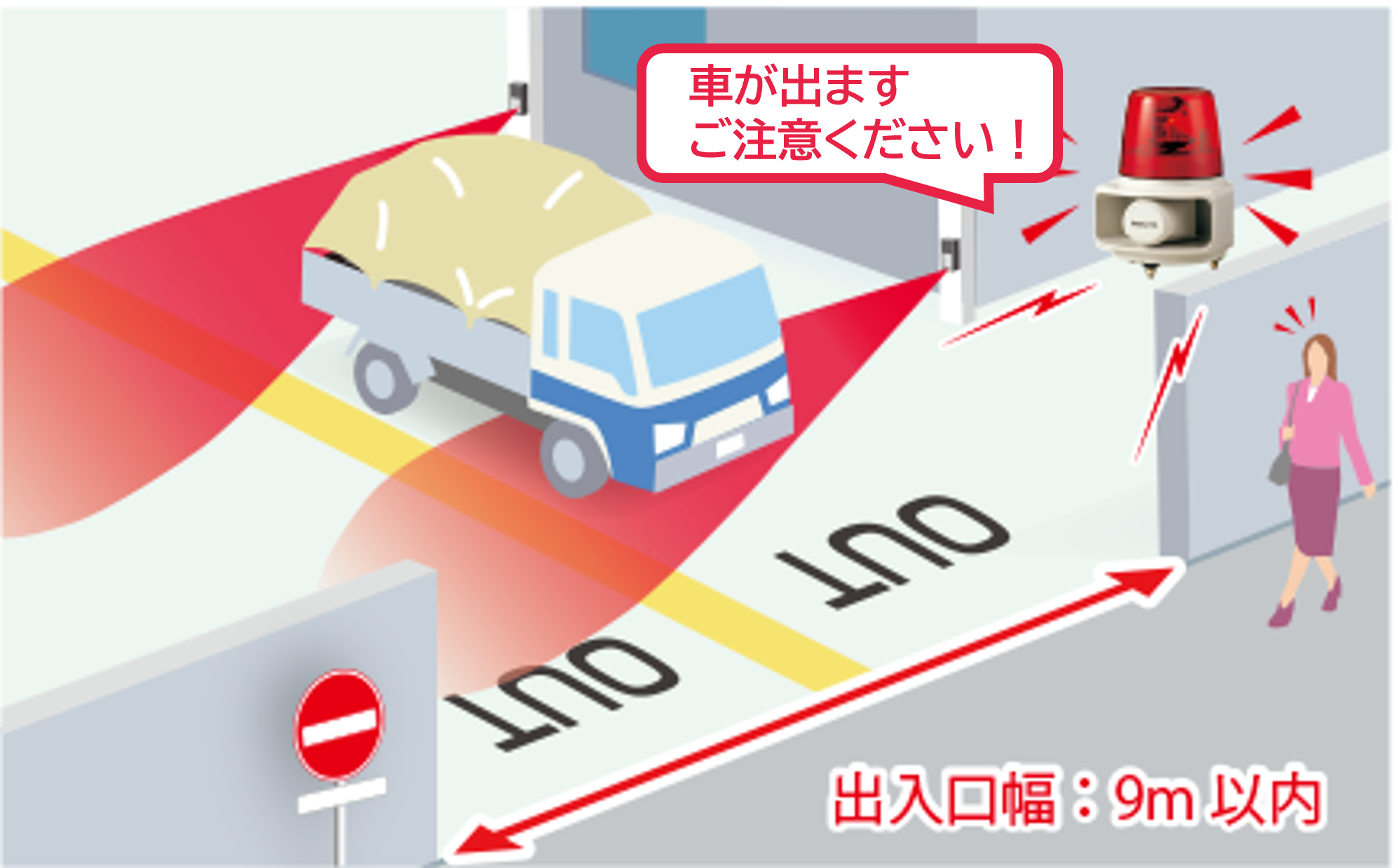  車が出ます。ご注意ください！２