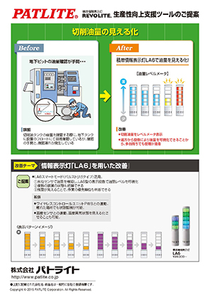 情報表示灯「LA6型」を用いた改善　切削油量の見える化