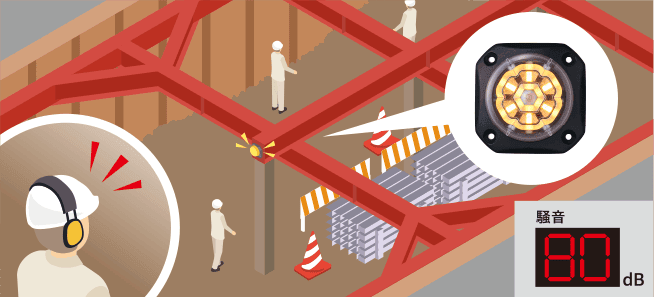 騒音環境でも光による報知