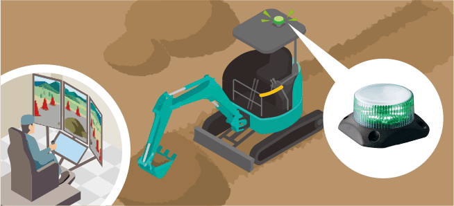 遠隔操縦している小型建設機械の状態表示